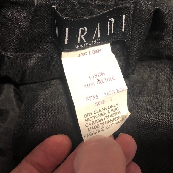 Virani White Label Black 100% Linen Lined Skirt with Button Detail on Side - Picture 5 of 7